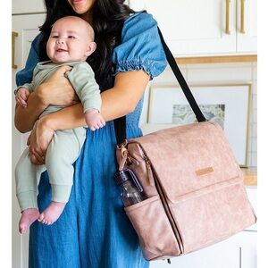 Petunia Pickle Bottom Boxy Backpack in Dusty Rose Matte leatherette